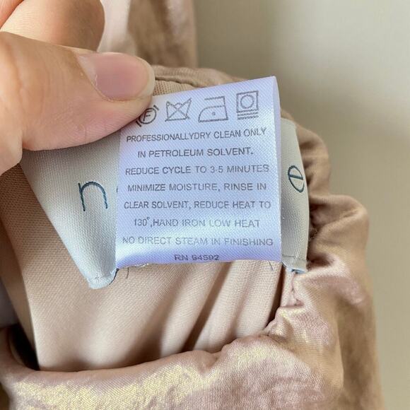 NOUVELLE AMSALE Liane Bridesmaid Dress Maxi Prom N349 Liquid Metal Rose Gold XS - Picture 12 of 13